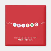 Aimant Ami mignon bracelet d'amitié rouge Valentines Day (Devant)