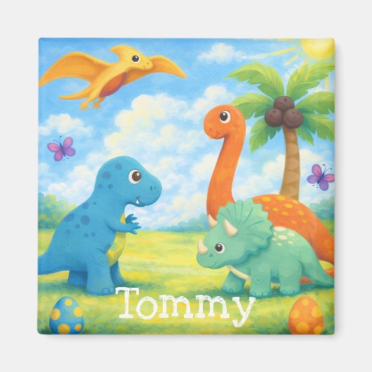 Aimant Amis Dinosaures Colorés Mignons Enfants (Devant)
