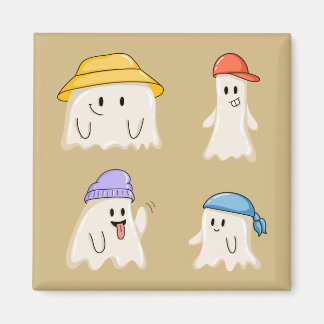Aimant Amis fantômes portant des chapeaux colorés