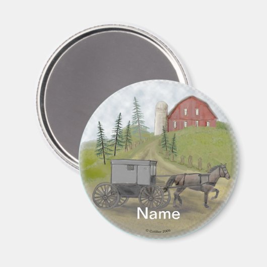 Aimant Amish Buggy Visite (Recto/Verso)