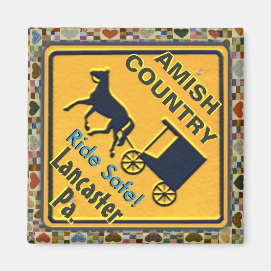 Aimant Amish Horse & Buggy Ride Safe, Magnet! (Devant)