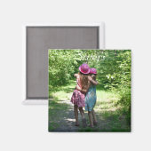 Aimant Amitié des soeurs dans le pays rustique du printem (Recto/Verso)