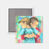 Aimant Amitié - Embrassage des enfants - Amour de la paix (Recto/Verso)