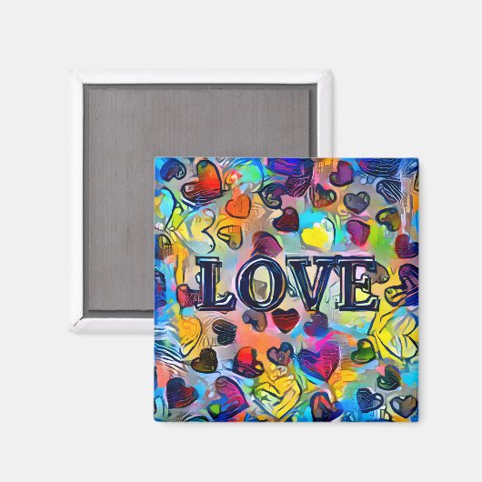 Aimant Amour | Abstrait coloré (Recto/Verso)