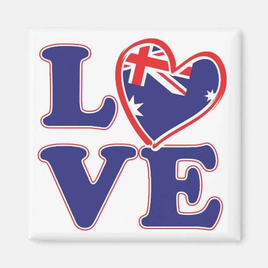 Aimant AMOUR-avec-Australie-Coeur (Devant)