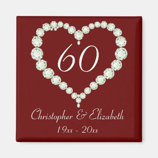 Aimant Amour Coeur Diamond Anniversaire Mémoire (Devant)