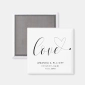 Aimant Amour Coeur noir blanc mignon Mariage Favoriser (Recto/Verso)