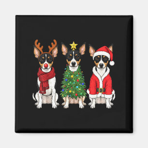 Aimant Amour de chien rétro Noël Rat Terrier Santa Renne
