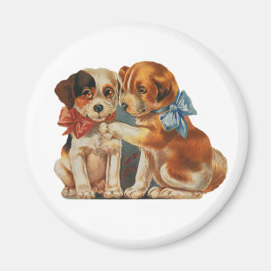 Aimant Amour de chiot mignon vintage de Valentine, deux
