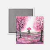 Aimant Amour de couple de mariage rustique arbre de fleur (Recto/Verso)