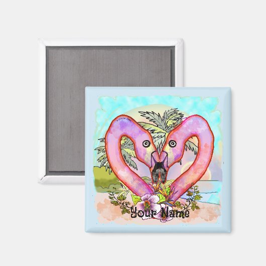 Aimant Amour de flamant rose (Recto/Verso)