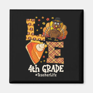 Aimant Amour de Thanksgiving Enseignant de 4e année Dinde