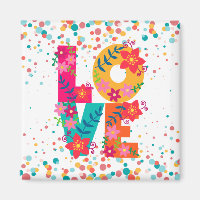 Amour, design de texte floral coloré