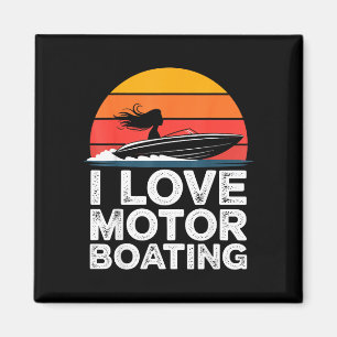 Aimant Amour du bateau à moteur vintage coucher de soleil
