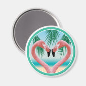 Aimant Amour du Flamant rose (Saint-Valentin tropical) (Recto/Verso)