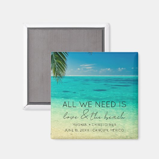 Aimant Amour et mariage sur la plage Faveur (Recto/Verso)