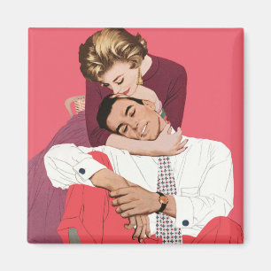 Aimant Amour et romance vintage, jeunes mariés en rose