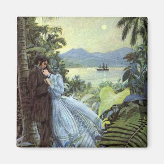 Aimant Amour et Romance Vintage, Vue Tropicale Romantique (Devant)