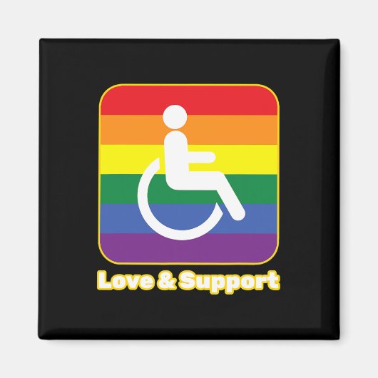 Aimant Amour et soutien personne arc-en-ciel avec handica (Devant)