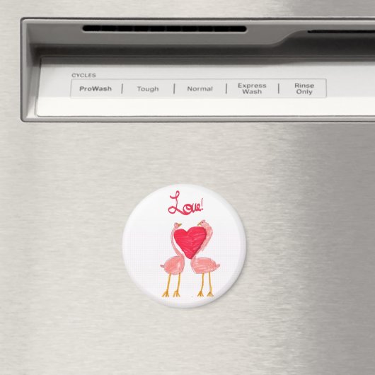 Aimant Amour Flamant rose (In Situ (Lave-vaisselle))