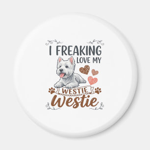 Aimant Amour fou de coeurs et de pattes de chien Westie_1