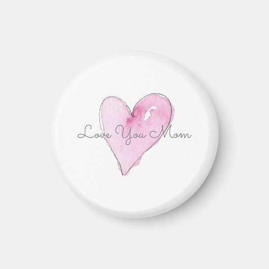 Aimant Amour Maman Coeur doux Rose Aquarelle Art (Devant)