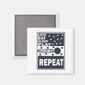 Aimant Amour manger dormir jouer basket-ball répéter (Recto/Verso)