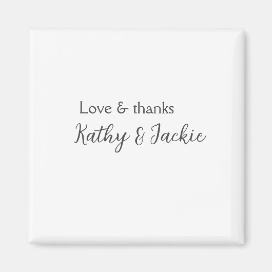 Aimant Amour & merci nom du couple mariage simple minimal (Devant)