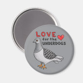 Aimant "Amour pour les outsiders" avec pigeon (Recto/Verso)