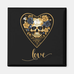 Aimant Amour Roses Crâne Pour Saint-Valentin Amour Rock P