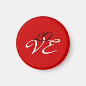 Aimant Amour Rouge Blanc Noir Calligraphie Script (Devant)