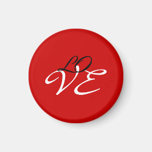 Aimant Amour Rouge Blanc Noir Couleur Calligraphie Script