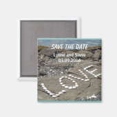 Aimant Amour sur la plage Sauvez la date (Recto/Verso)