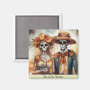 Aimant Amoureux Crâne de Sucre Dia de los Muertos