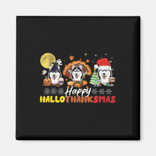 Aimant Amoureux de chien Husky Joyeux Hallothanksmas Joye