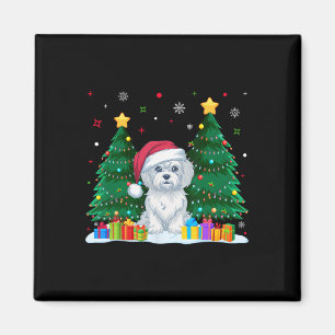 Aimant Amoureux de les chiens maltais Santa Hat Ugly Chri