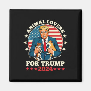 Aimant Amoureux des Animaux Pour Trump 2024 Campagne Chat