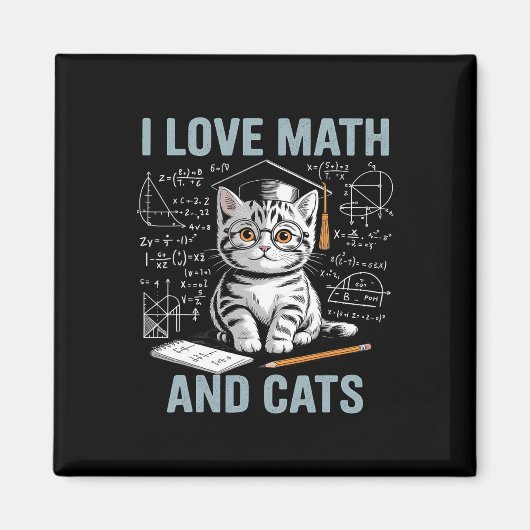 Aimant Amoureux des chats mathématiques Prof de maths drô (Devant)
