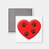Aimant Amoureux des chats Red Heart Et Paws (Recto/Verso)