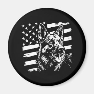 Aimant Amoureux du berger allemand drapeau américain USA