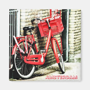 Aimant Amsterdam - bicyclette rouge, Hollande (aimant de