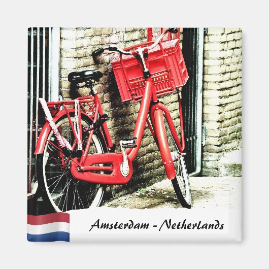 Aimant Amsterdam, Bicyclette Rouge, Pays-Bas (Devant)