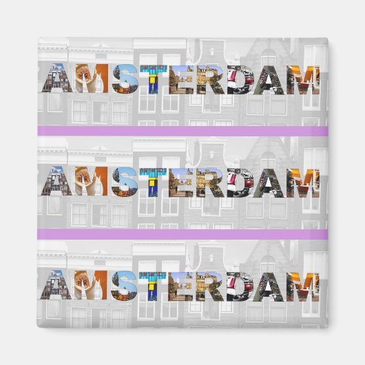 Aimant Amsterdam Pays-Bas Canal Homes Photos de Voyage (Devant)