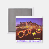 Aimant AMSTERDAM, PAYS-BAS - Customisé (Recto/Verso)