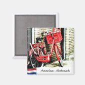 Aimant Amsterdam, Red Bicycle, Netherlands (Recto/Verso)