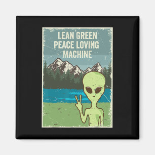 Aimant Amusant Alien Vit En Paix Nature Lover Retro Earth