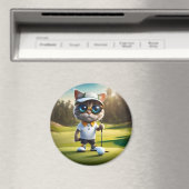 Aimant Amusant Animé Cat Golf Player, (In Situ (Lave-vaisselle))