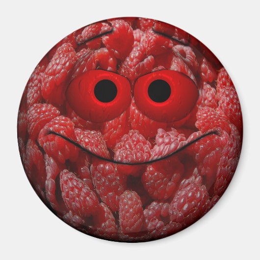Aimant Amusant Emoticon framboise (Devant)