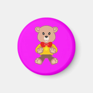 Aimant Amusant Festif Bowtie Teddy Bear Bright Pink Magen