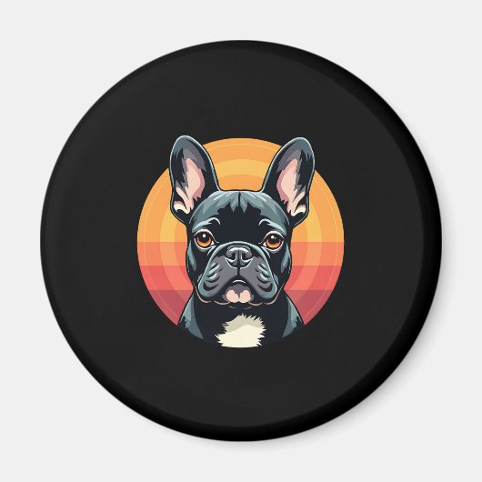 Aimant Amusant Français Bulldog Retro tenues Vêtements mi (Devant)